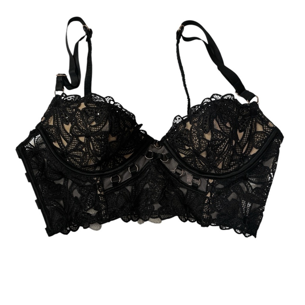 Victoria’s Secret Women’s Very Sexy Luxe Embroidered Black Lace Bra 34B